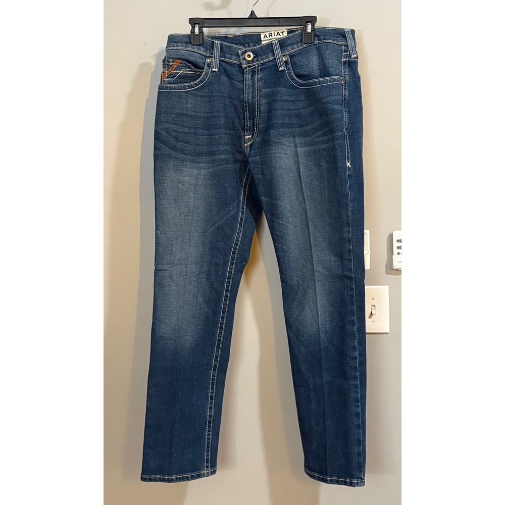 Ariat M4 Relaxed Straight Leg Jeans Mens 36x32 Blue Medium Wash Western Stretch